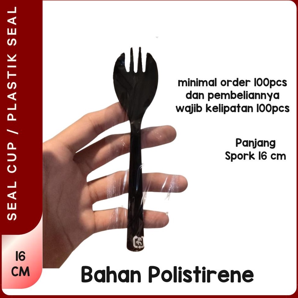 TERPERCAYA SPORK PLASTIK | SPORK 2 IN 1 SENDOK GARPU PLASTIK HIGIENIS - Hitam