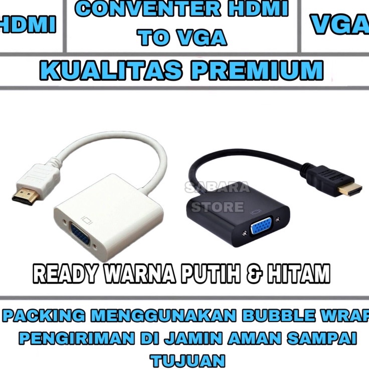 Harga Termurah [COD] KONVERTER CONVERTER HDMI TO VGA ADAPTER / KABEL HDMI KE VGA FEMALE / KONEKTOR H