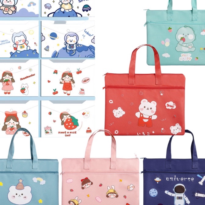 

[E-Nご➤N) tas les buku books hand bag cute map a4 stationary organizer paper kertas/ virral..!