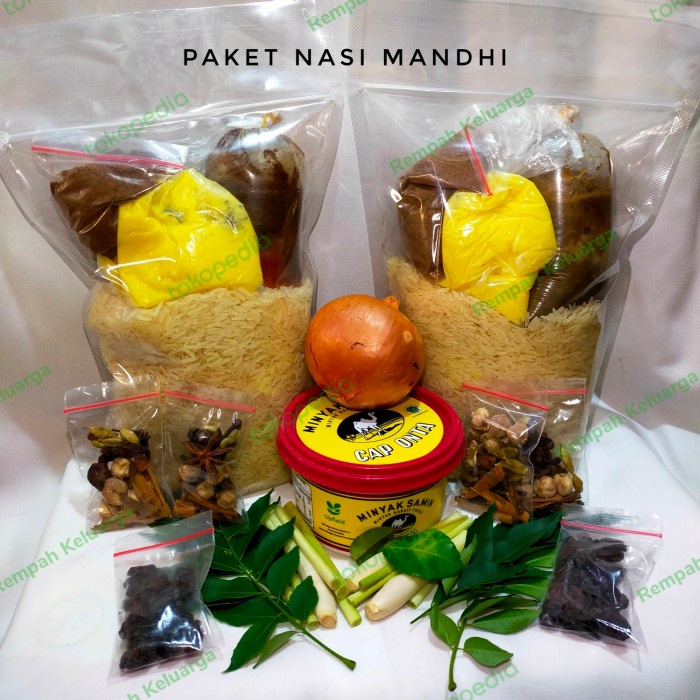 

Paket Nasi Mandhi 1Kg Bumbu Kebuli & Beras Basmati Arab Siap Masak