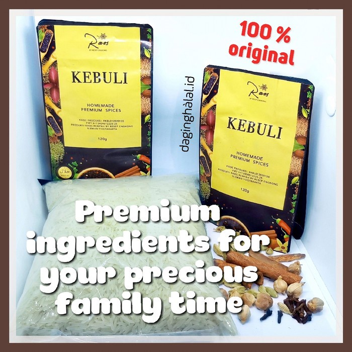 

Paket Nasi Kebuli - Bumbu Kebuli 1 Pcs Dan Beras Basmati 0.5 Kg