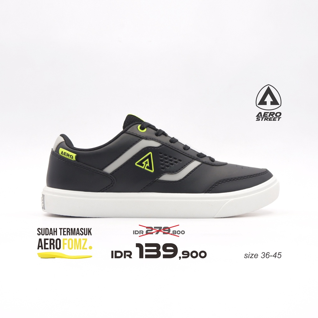 Aerostreet 36-45 Tokyo Hitam - Sepatu Sneakers Casual Pria Wanita Aero Street 21II210