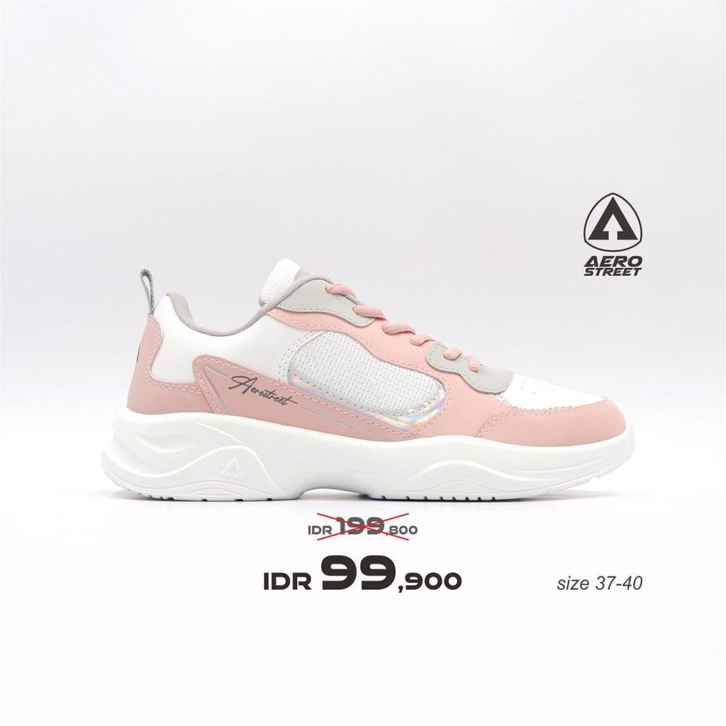 Aerostreet 37-40 Ivy Putih Pink - Sepatu Sneakers Casual Sekolah Wanita Aero Street 21CC02