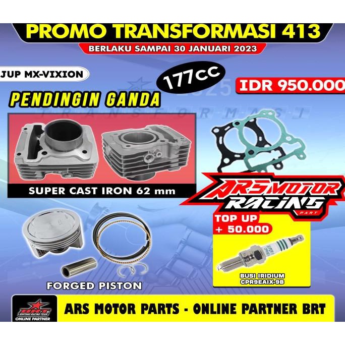 SALE BLOK PISTON BRT CASTING DOUBLE COOLER MX KING . VIXION . R15 . 62 MM Termurah