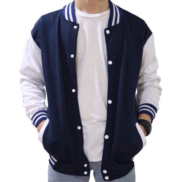 Berkah Shopee Jaket Basebal Prial Varsity Polos /Jaket Baseball Varsity Pria wanita fASHION 90T