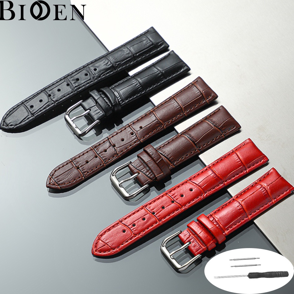 TerbatasY4k4J BIDEN Tali Kulit Jam Tangan Leather Strap Slub Pattern Leather Pria/Wanita 18mm-22mm