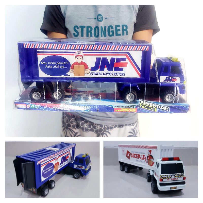 Mainan Truk Kontainer JNE J&T - Miniatur Mobil Box Ekspedisi Anak Laki