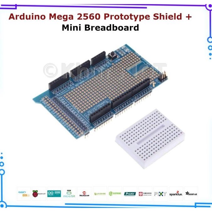 Arduino Mega 2560 Prototype Shield + Mini Breadboard