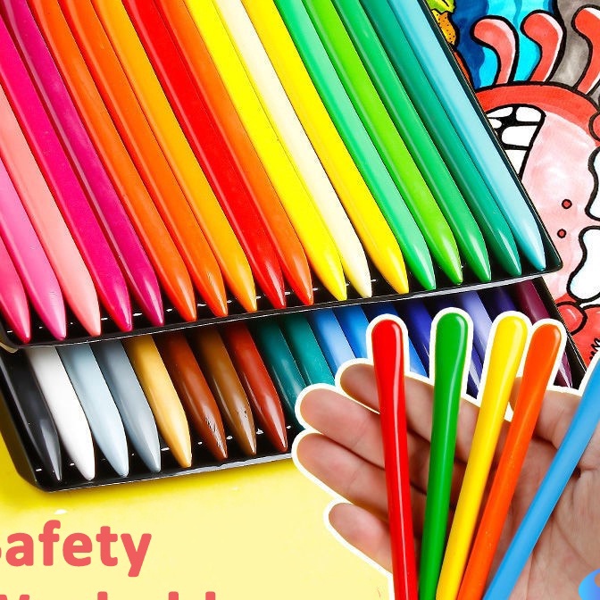 

[➛/PL♡5] Krayon Sekolah 12/18/36Warna Cerah Bentuk segitiga ergonomis tidak beracun bisa dicuci - superr.keren!