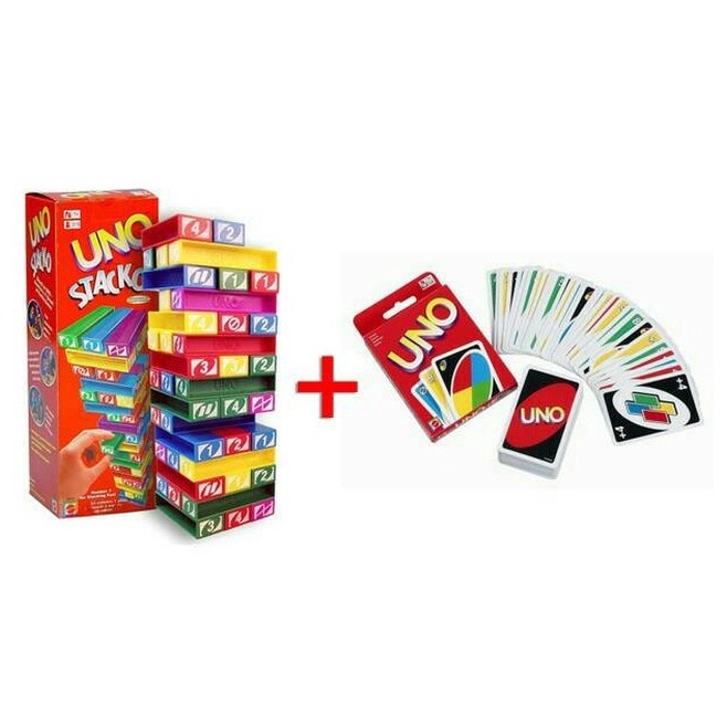￣ Cr PAKET 2in1 UNO STACKO DAN UNO KARTU m Produk Premium Bestseller.