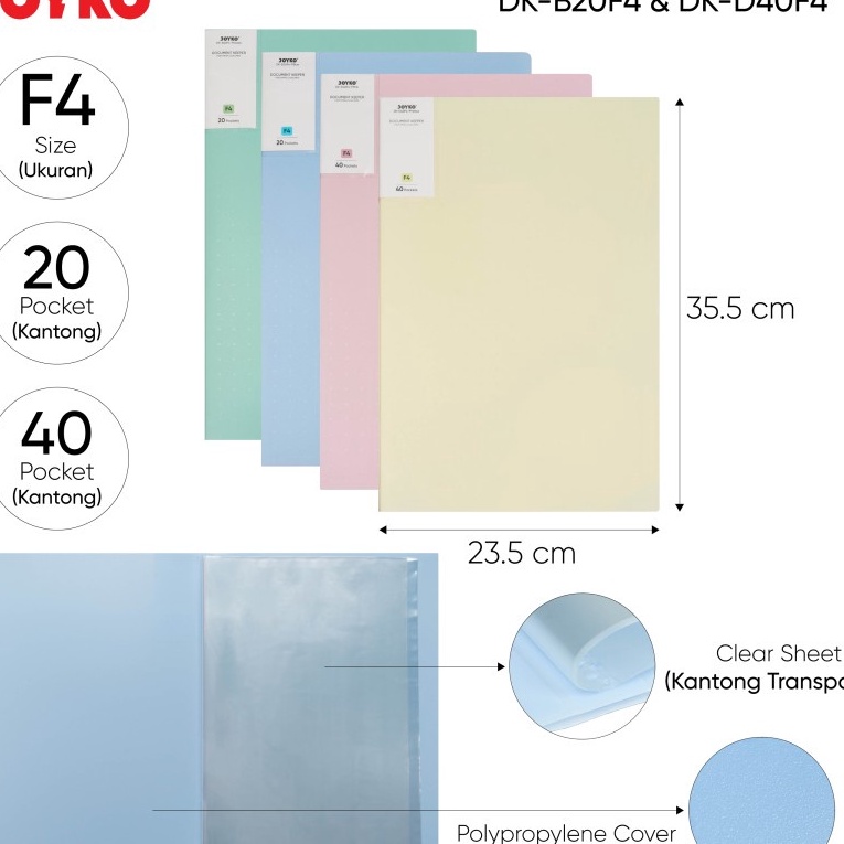 

(V.➤☑PH> Document Keeper Clear Holder Map File / Folder JOYKO DK F4 Pastelpaasti.dikirim..