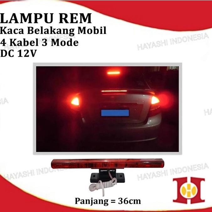 Lampu Rem Strobo Kedip Brake Stop Light Tempel Kaca Belakang Mobil