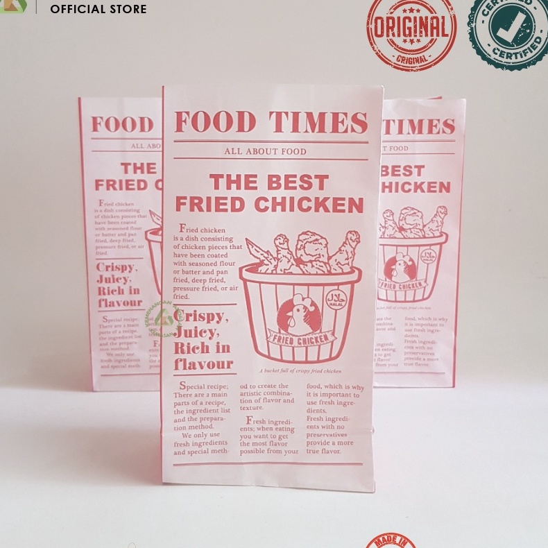 [◆» I8S) Kantong Fried Chicken , Kemasan Ayam Fried Chicken , Bungkus Fried Chicken ,  Paper Bag Fri