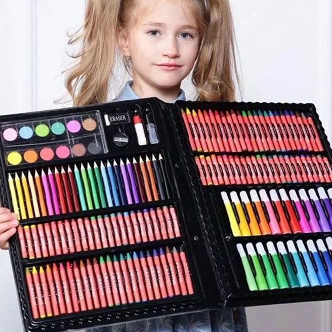 

[➛P☆L-12) Crayon Set 150 Pcs Pensil Warna Lengkap Alat Lukis Anak Krayon Anti Airsupeer.keren.!