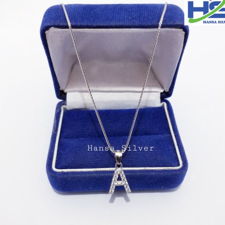 Hot SaleX3j3I Kalung Perak Wanita Silver Asli 925 Lapis Emas Putih Italy Santa Liontin Huruf A - Per