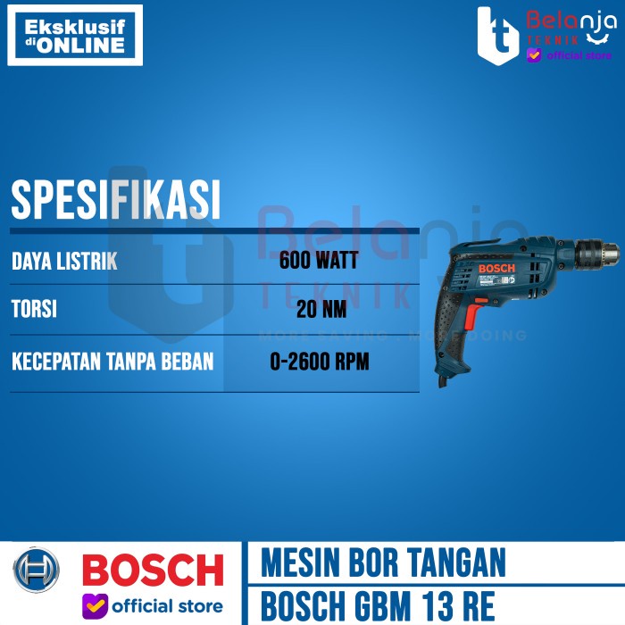 Bosch Mesin Bor Tangan Listrik GBM 13 RE 600 Watt GBM13RE keren