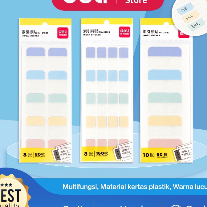 

[❣ ♡M5Z) Deli Index Tab / Penanda / Pembatas Halaman Kertas Plastik 2153X berkuaalitas..