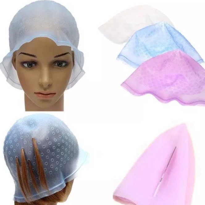 [XI-ごW☞> topi semir rambut karet silicon cat rambut topi highlight topi warnai rambut topi blaching 