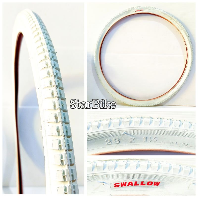 Ban Luar Sepeda 28×1 1/2 Onthel Kebo Putih Polos Swallow