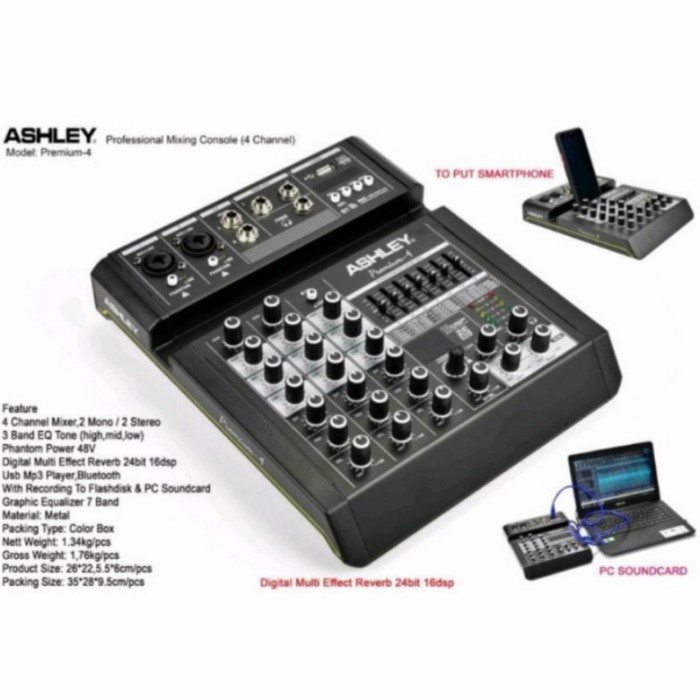 Mixer Ashley 4 Channel Mikser 4 Mixer4 Asley Original