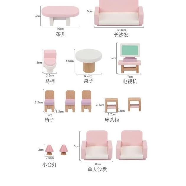 Terbaru Mainan Rumah Boneka Barbie 3 Lantai Pink Wooden Doll House