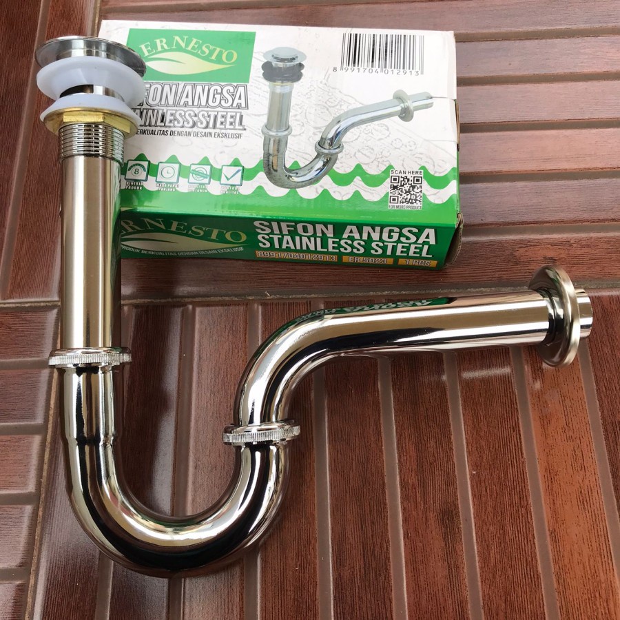 Sifon Afur Wastafel Stainless Angsa Ernesto Er5023 Push Up /Pembuangan
