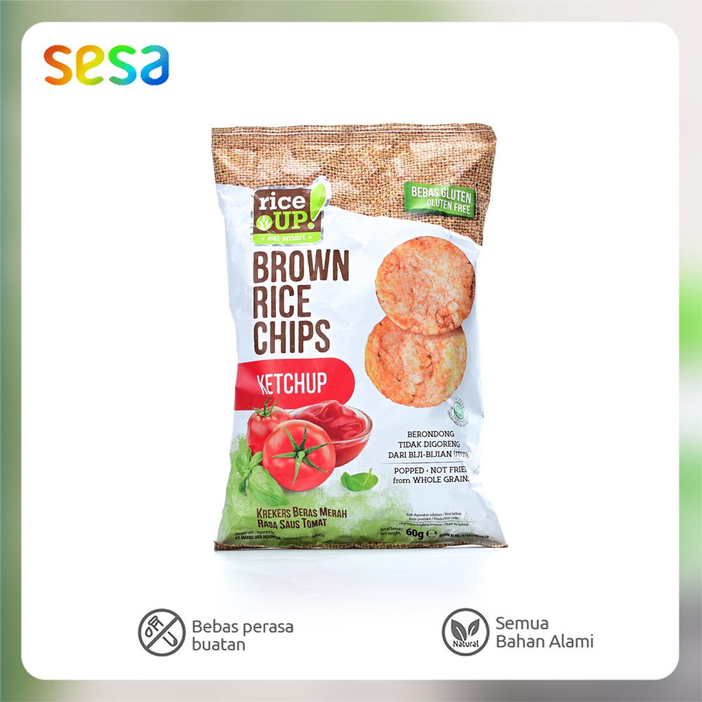 

Rice Up ! Wholegrain Brown Rice Chips Ketchup 60 G (Sna Sehat)