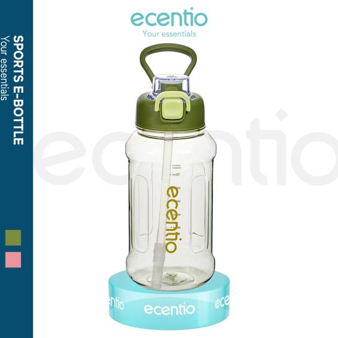 ecentio botol minum 1 liter tumbler bening portable sedotan