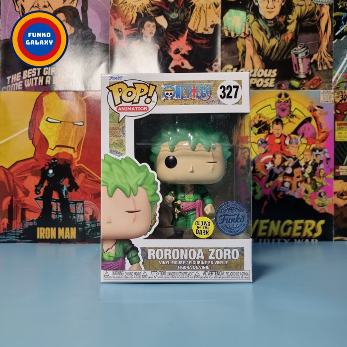 PROMO FUNKO POP ONE PIECE - RORONOA ZORO GLOW IN THE DARK (GLOW) POP #327 TERMURAH