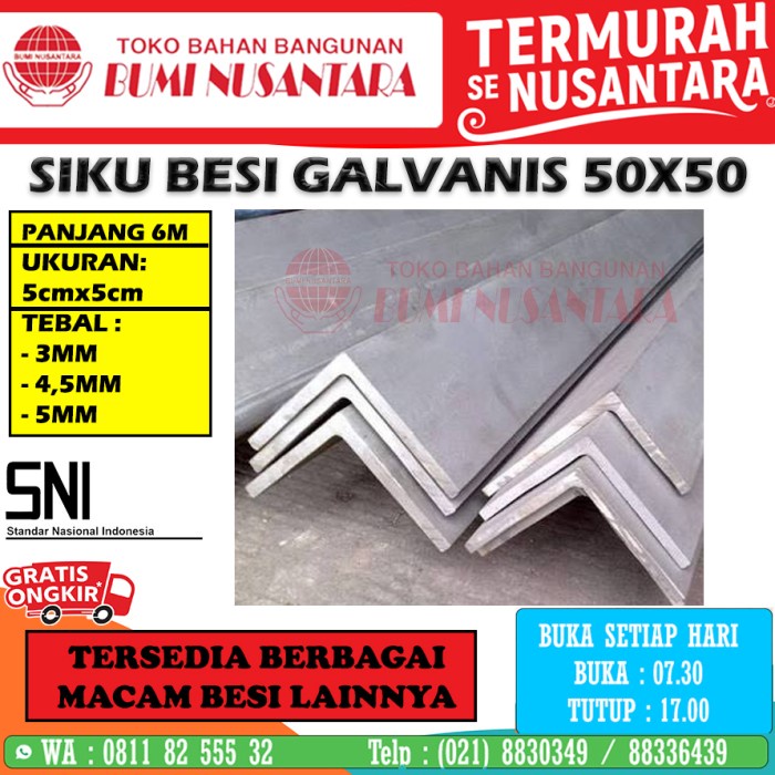 Bestseller Siku Galvanis 50X50 6 Meter Hot Dip Besi Sni Steel Angle 50 X 50 5X5