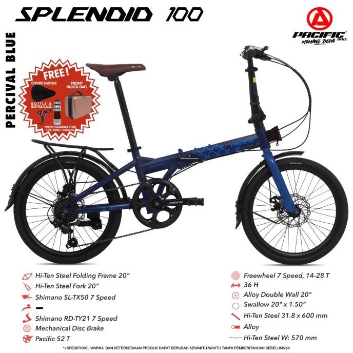 SEPEDA LIPAT PACIFIC SPLENDID 100 20" 20 INCH BONCENGAN FOLDING RANINOFRIANI5