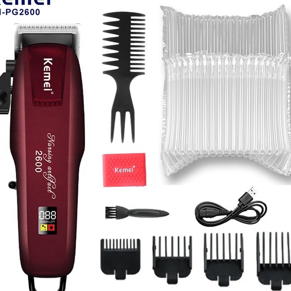 Terbaru Mesin Cukur Rambut Kemei KM PG 2600 Rechargeable Alat Potong Rambut 100% Original