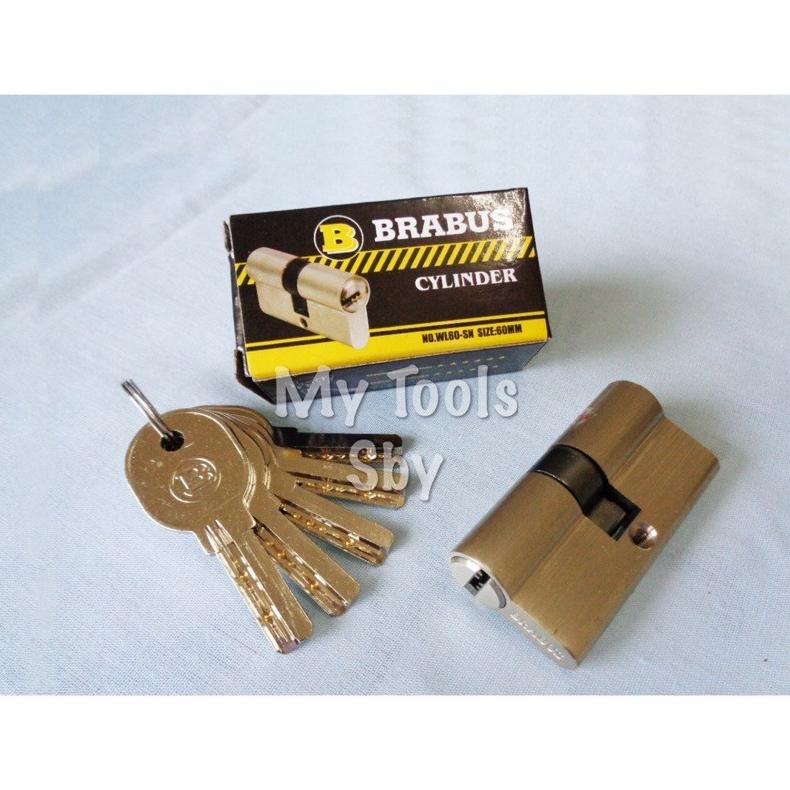 IHE229 Silinder / Cylinder Kunci Pintu Besar Silver / Gold Kuningan Brabus Anak Kunci Komputer *