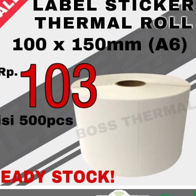 

[❦A12L/♪) KERTAS LABEL THERMAL 100x150 sticker BARCODE ukuran A6 100 x 150 / top.produks.!