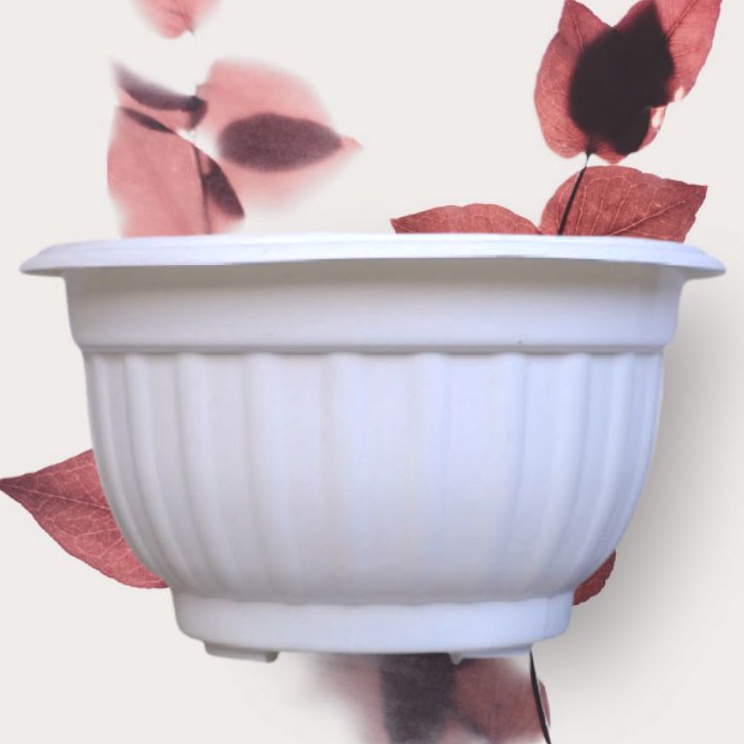 Terbatas Pot Bunga Plastik Putih 30 Belimbing | Pot Tanaman Plastik Besar Putih Ready