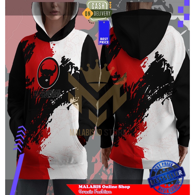 Jaket Hoodie Partai PDI Perjuangan 2023 2024  FULLPRINTING Wanita Premium Terbaru Art 3