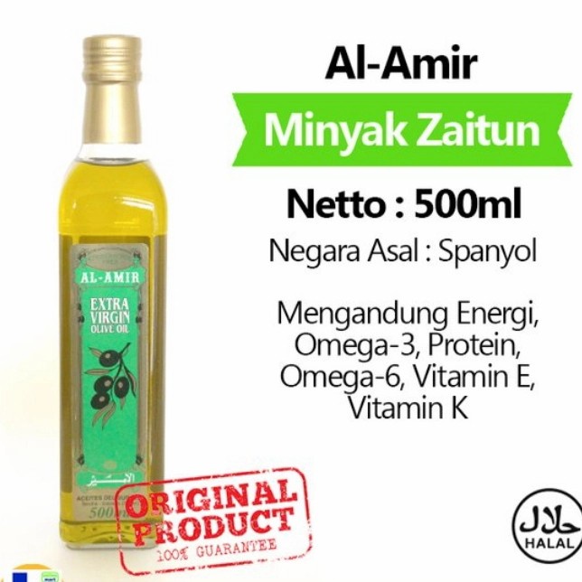 MINYAK ZAITUN AL AMIR EXTRA VIRGIN OLIVE OIL 100% [ ORIGINAL ] 500ML