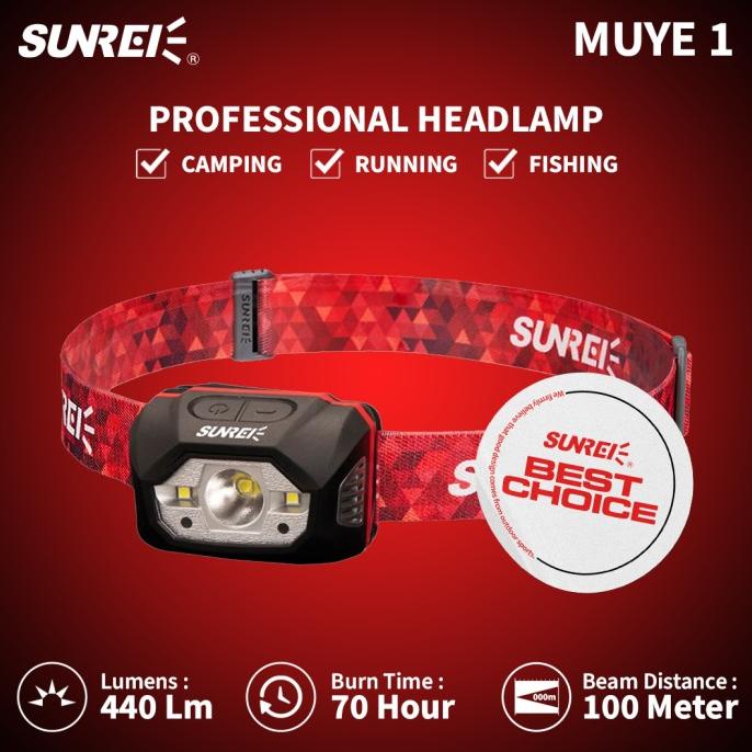 Lampu Kepala Headlamp Sunrei MUYE1 440 Lumens IPX5 Ultralight