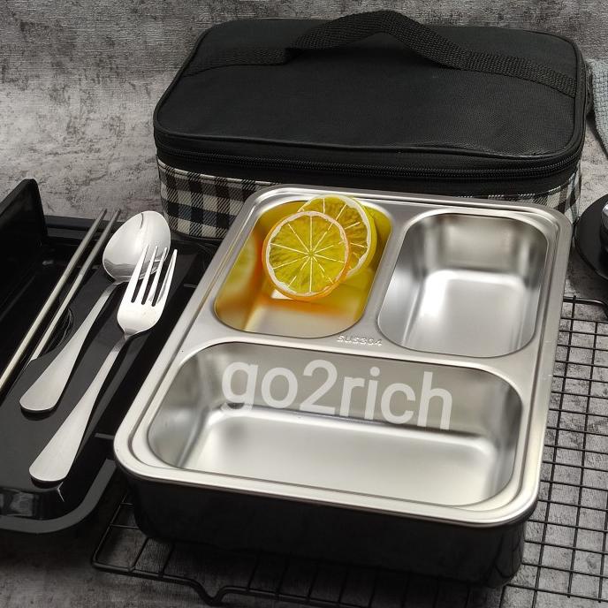 Tempat Makan Set Lunch Box Set Stainless Steel 304 Tas Mewah