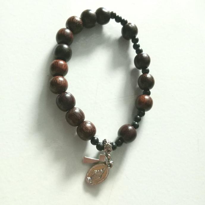 gelang rosario kayu stigi asli