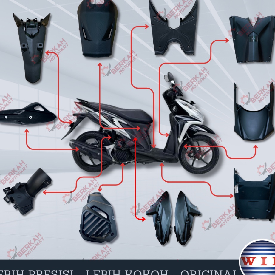 LTI357 Cover Dek Dasbor Bodi Body Kasar Full Fullset Honda Vario Techno 125 Fi Injeksi Old 2012 2013