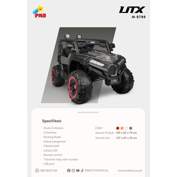 Mainan Mobil Aki Anak Jeep Pmb 8788 Utx M-8788 M8788