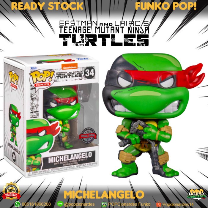 FLASH SALE FUNKO POP COMICS TEENAGE MUTANT NINJA TURTLE - MICHAELANGELO COMIC #34 TERBARU