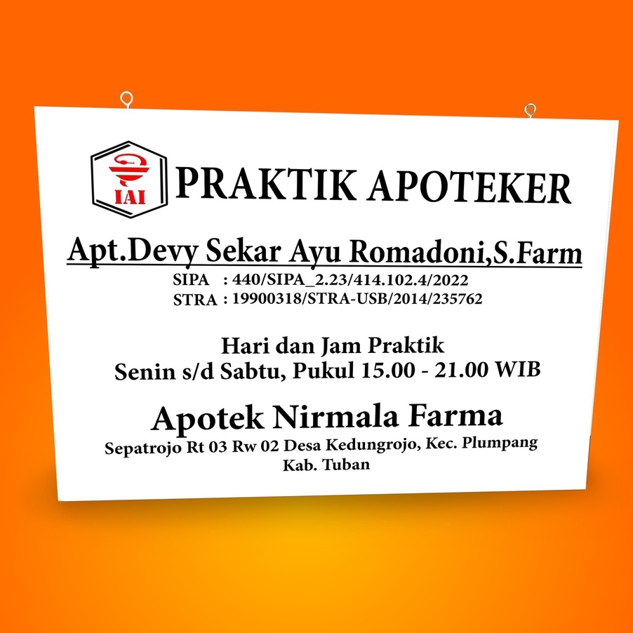 

(X㊛ Q✉Z> Papan Nama Apotek / Apotekersiapp.dikirim✪!