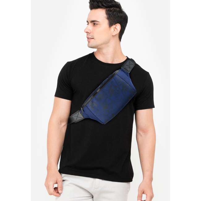 Tas Pinggang Hush Puppies Original Pria Waist Bag Warna Navy Biru Dongker Ulang Tahun Branded Unik S