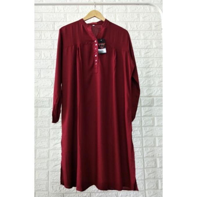 Tunik Polos Rayon Jumbo Merah Maroon