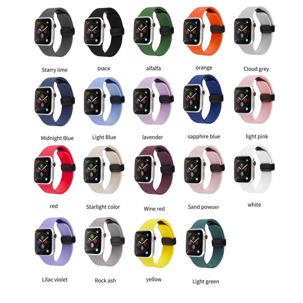 Promo Strap Apple Watch Silicone Magnetic Square Pattern Strap Iwatch Series 1/2/3/4/5/Se/6/7/8/Ultra Ubt73