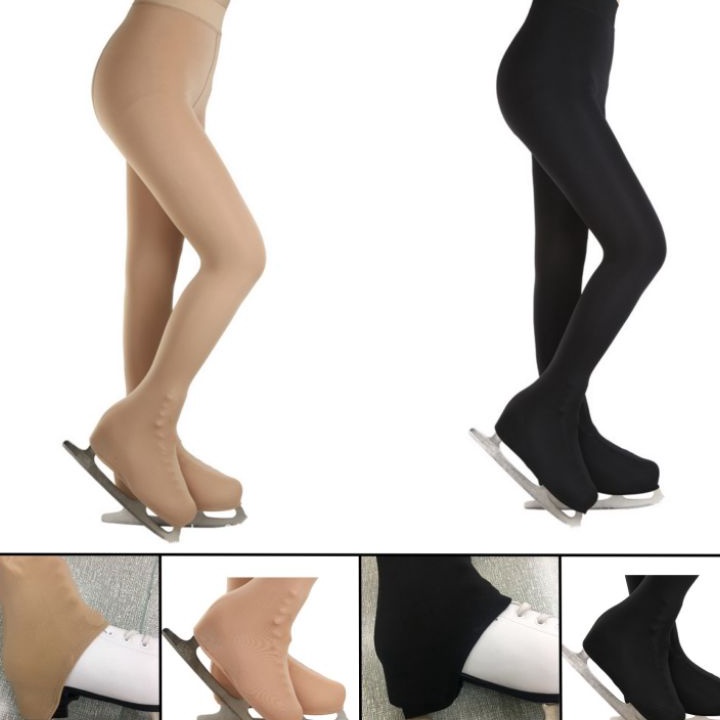 [✪-13OS❤> Regular Stocking Celana Figure Ice Skating Tights Over Boot Half Full Cover with Clip Polo