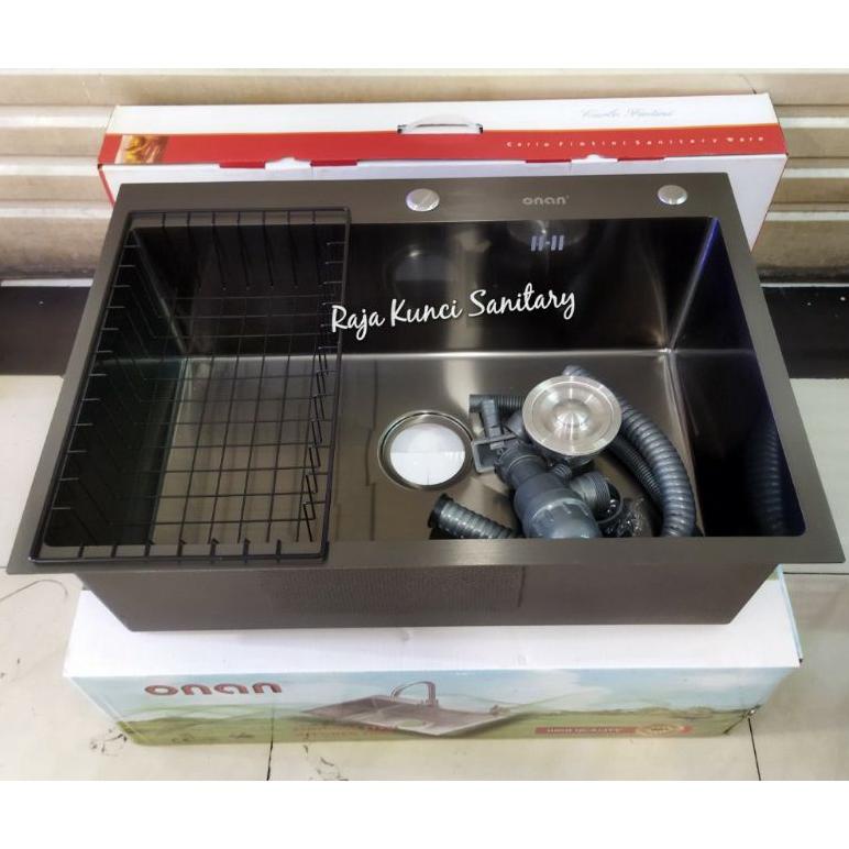 TER-UPDATE ONAN KITCHEN SINK 7050 ONAN 1 LUBANG BLACK/PAKET LENGKAP KITCHENSINK ONAN 7040 BLACK #ORI