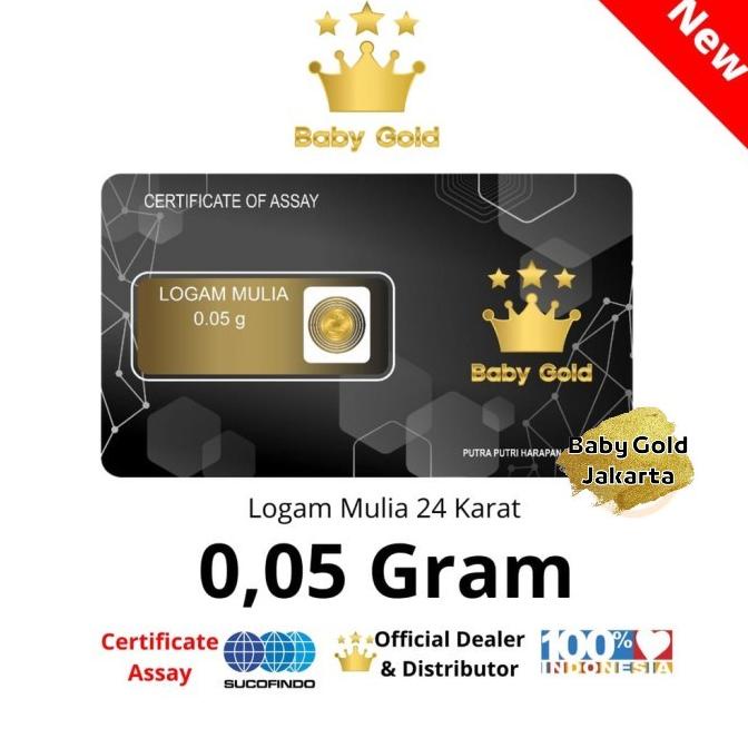 Qnd385 Baby Gold Emas Mini 0,05 Gram Logam Mulia 24 Karat 0.05Gr Babygold Minigold Mini Gold Lm Prom